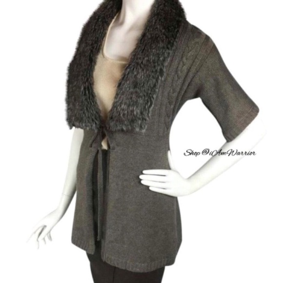 The Limited Sweaters - The Limited faux fur trimmed cardigan